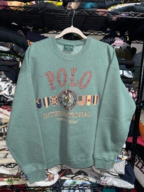 Vintage 90s American Eagle Polo Green Crewneck Size Xl